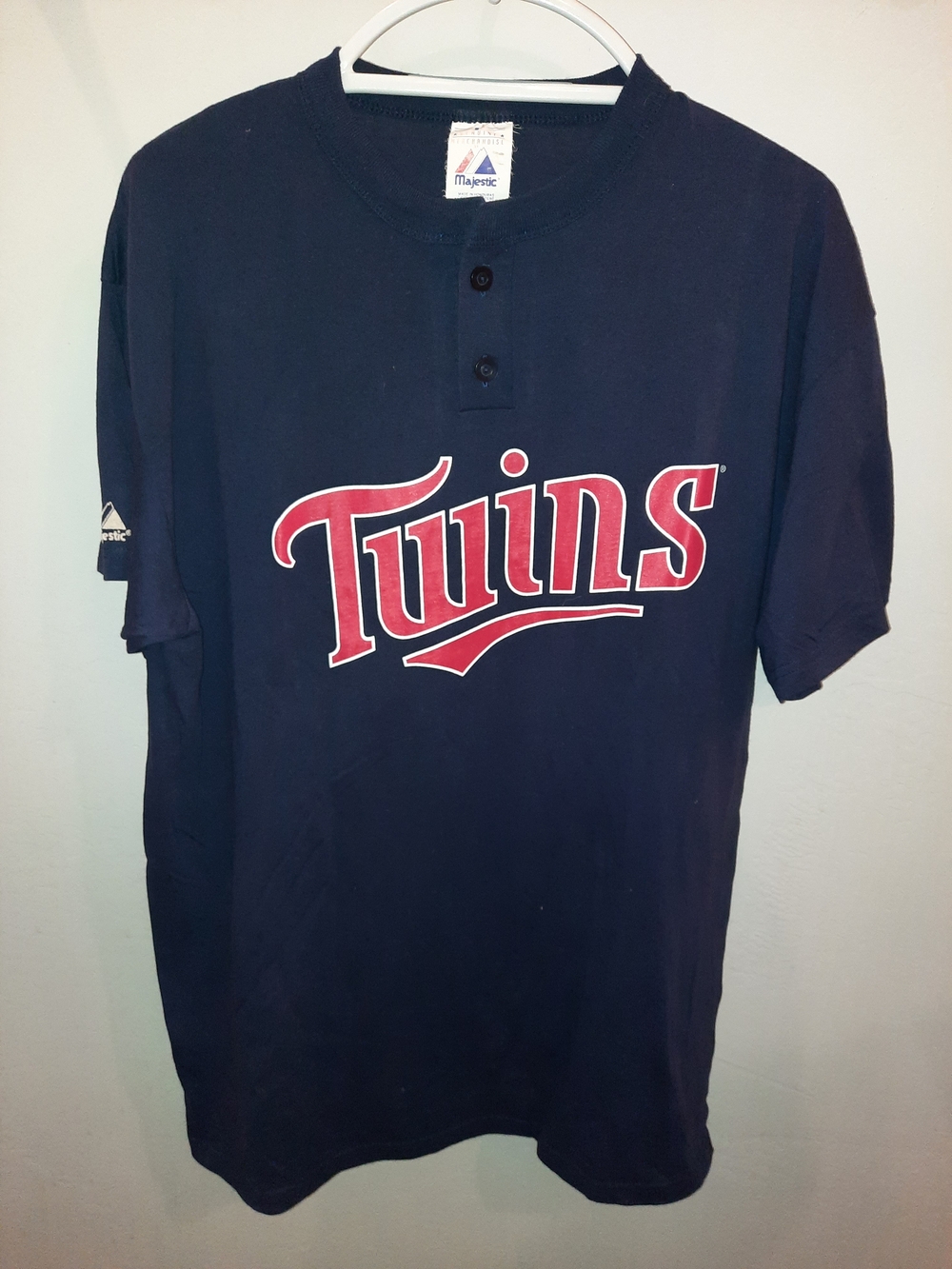 Majestic Navy Short-Sleeve Henley T Shirt Minnesota Twins Size XL